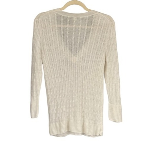S4 VTG J. Crew Linen‎ V-Neck Sweater Cable Knit Lightweight - Picture 7 of 7